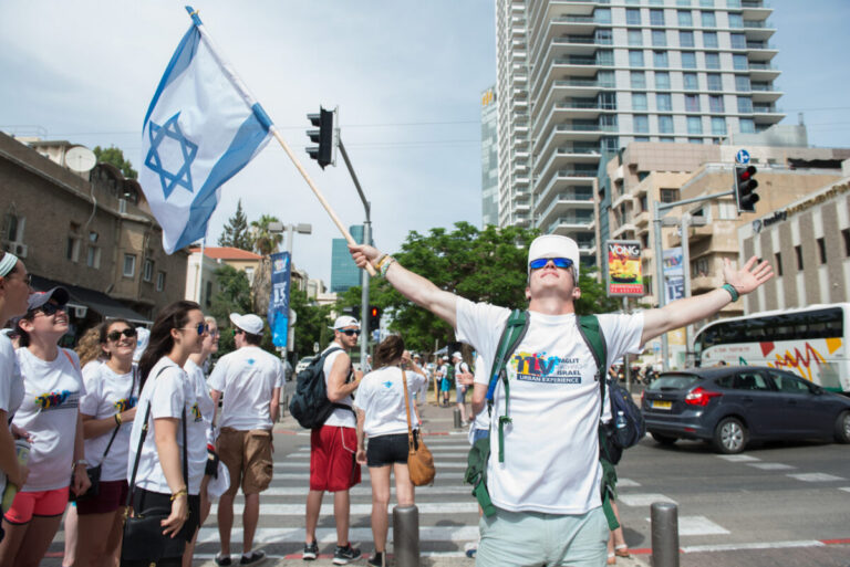 Birthright Israel participants are seen in Tel Aviv.
